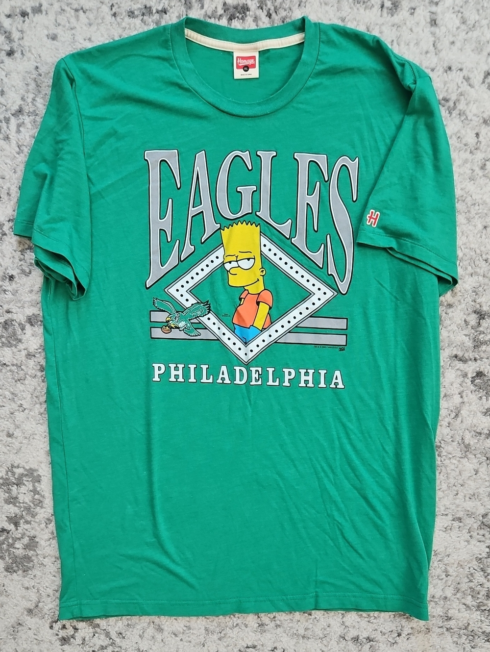 HOMAGE Teal Philadelphia Eagles Bart Simpson Graphic Tee